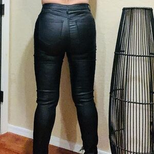 Black faux leather Women's Jeans